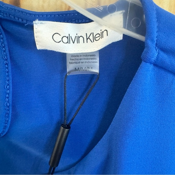 Calvin Klein Women’s Sleeveless Royal Blue Blouse Keyhole Front Back Size Medium - Picture 10 of 12